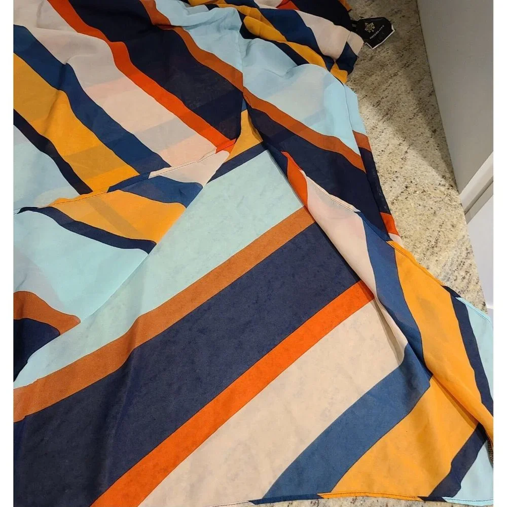 Fortune and Ivy Size Small Dress Striped 70's Maxi Long Slit Sleeveless Straps - Picture 7 of 12